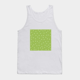 White Polka Dots on Green Background Tank Top